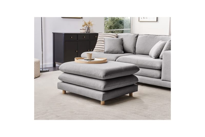 Fotpall Heden Grå/ljust trä - Grå/ljust trä - Möbler - Fåtölj & stolar - Pall & puff - Fotpallar