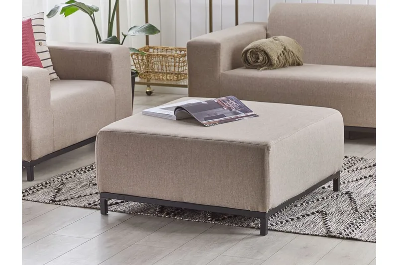 Hughen Fotpall - Beige/Svart - Möbler - Fåtölj & stolar - Pall & puff - Fotpallar