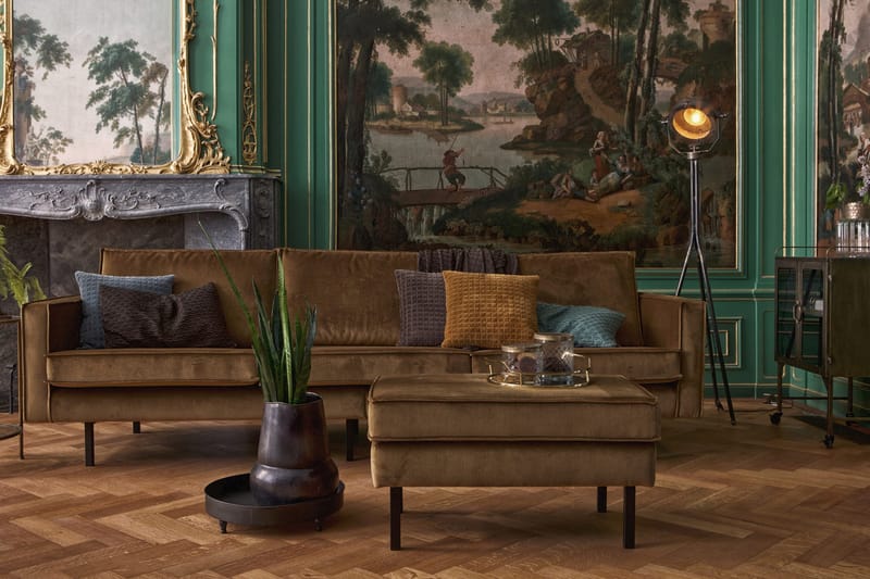 Lissbon Fotpall Sammet - Honungsgul - Möbler - Fåtölj & stolar - Pall & puff - Fotpallar