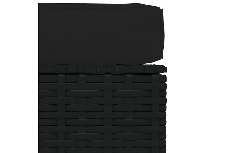 Fotpall med dyna konstrotting svart 70x70x30 cm - Svart - Fotpallar