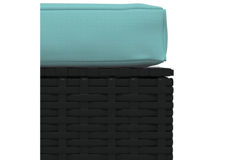 Fotpall med dyna konstrotting svart 70x70x30 cm - Svart/Blå - Fotpallar