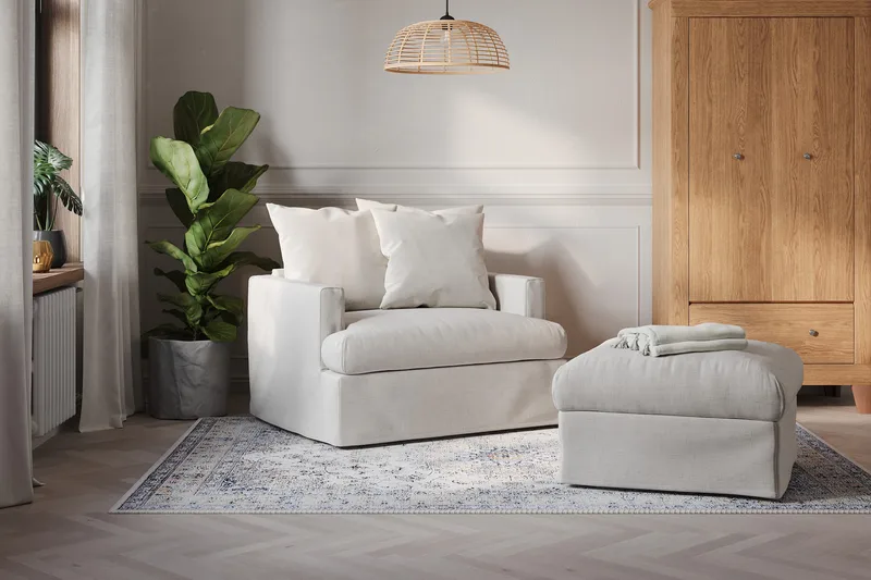 Menard Fotpall Tvättbar & avtagbar klädsel - Beige - Möbler - Fåtölj & stolar - Pall & puff - Fotpallar