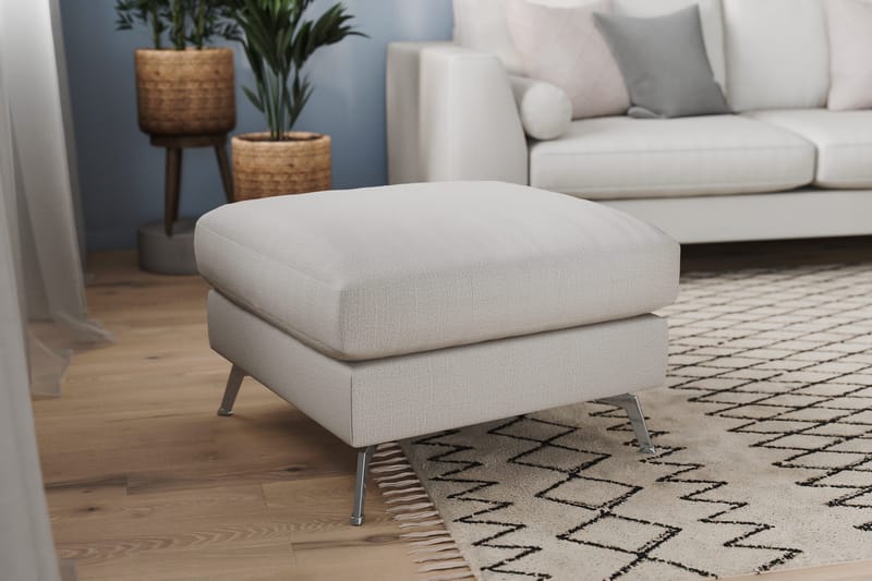 Ocean Lyx Fotpall - Linnebeige , Krom Ben - Möbler - Fåtölj & stolar - Pall & puff - Fotpallar