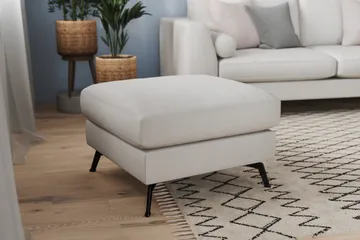 Ocean Lyx Fotpall - Linnebeige , Svarta Ben - Möbler - Fåtölj & stolar - Pall & puff - Fotpallar