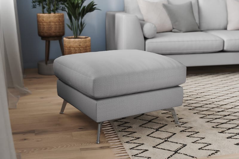 Ocean Lyx Fotpall - Linnegrå, Krom Ben - Möbler - Fåtölj & stolar - Pall & puff - Fotpallar