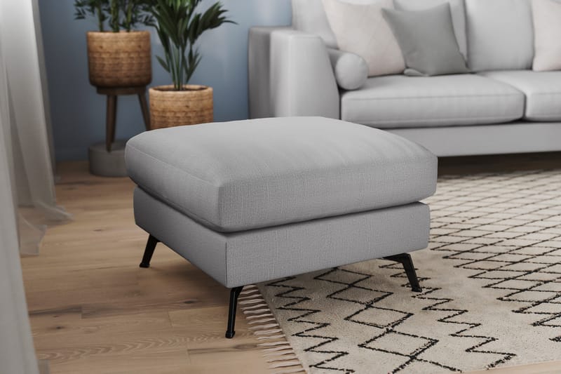 Ocean Lyx Fotpall - Linnegrå, Svarta Ben - Möbler - Fåtölj & stolar - Pall & puff - Fotpallar