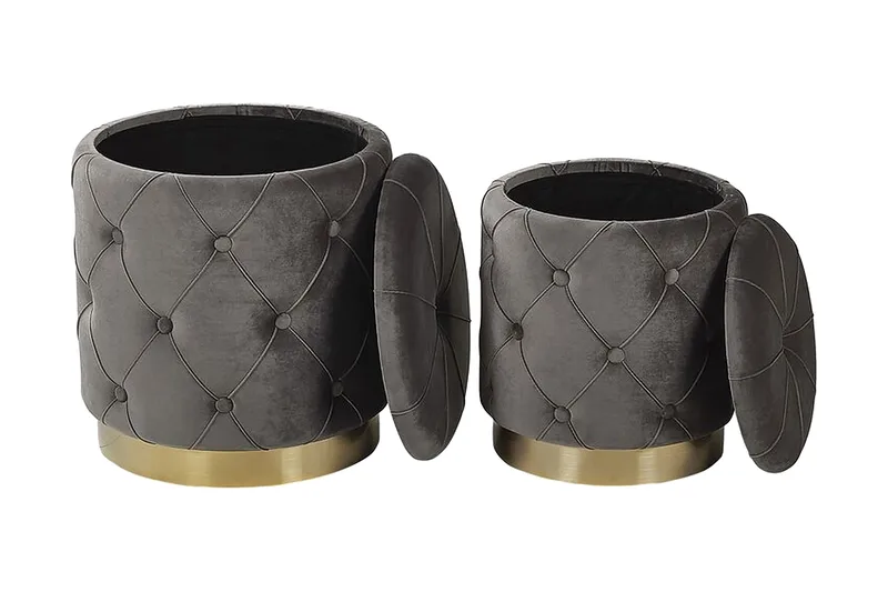 Olingskog Fotpall med Förvaring 2-pack - Grå - Möbler - Fåtölj & stolar - Pall & puff - Fotpallar