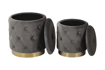 Olingskog Fotpall med Förvaring 2-pack - Grå - Möbler - Fåtölj & stolar - Pall & puff - Fotpallar