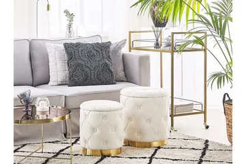 Olingskog Fotpall med Förvaring 2-pack - Vit - Möbler - Fåtölj & stolar - Pall & puff - Fotpallar