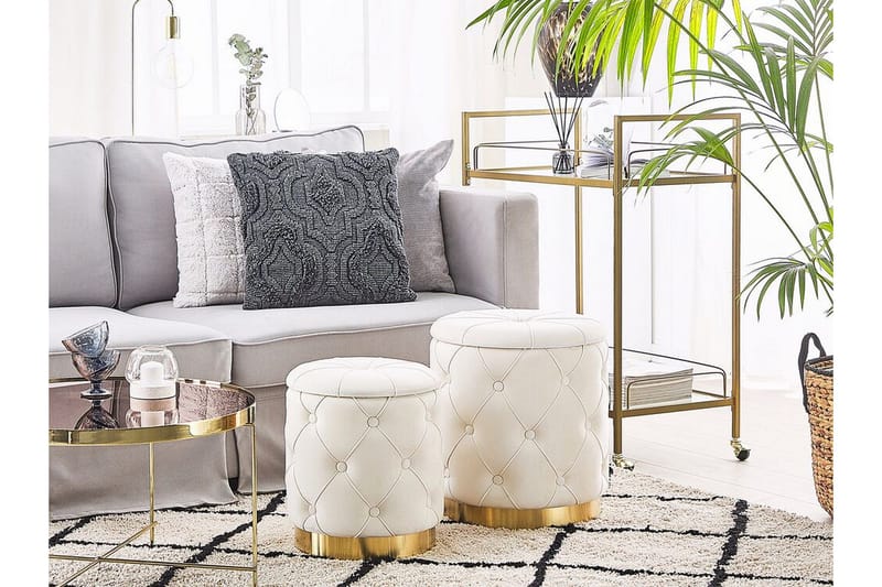 Olingskog Fotpall med Förvaring 2-pack - Vit - Möbler - Fåtölj & stolar - Pall & puff - Fotpallar