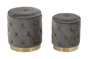 Olingskog Fotpall med Förvaring 2-pack - Grå - Möbler - Fåtölj & stolar - Pall & puff - Fotpallar