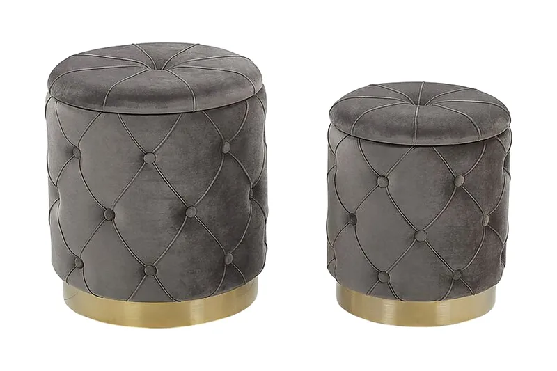 Olingskog Fotpall med Förvaring 2-pack, Grå