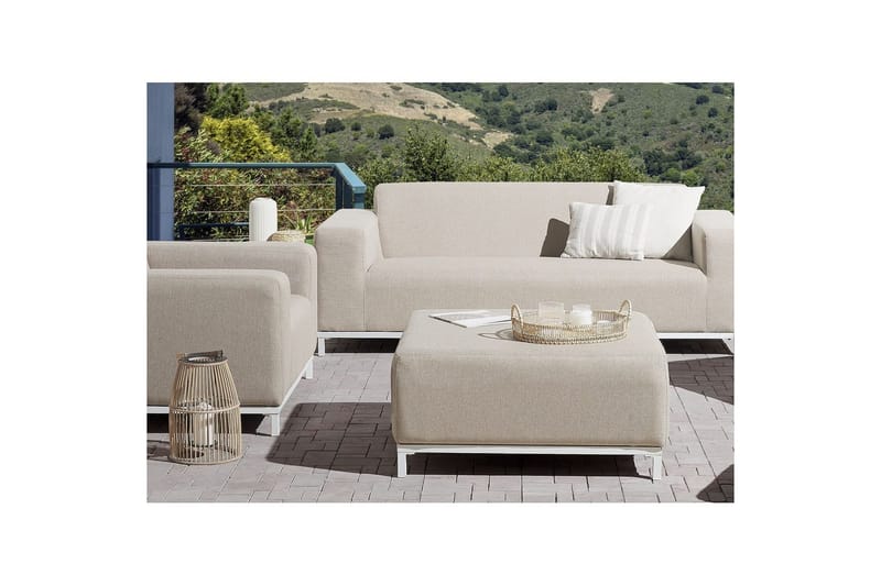 Fotpall Rovigo Beige/vit - Beige/vit - Möbler - Fåtölj & stolar - Pall & puff - Fotpallar