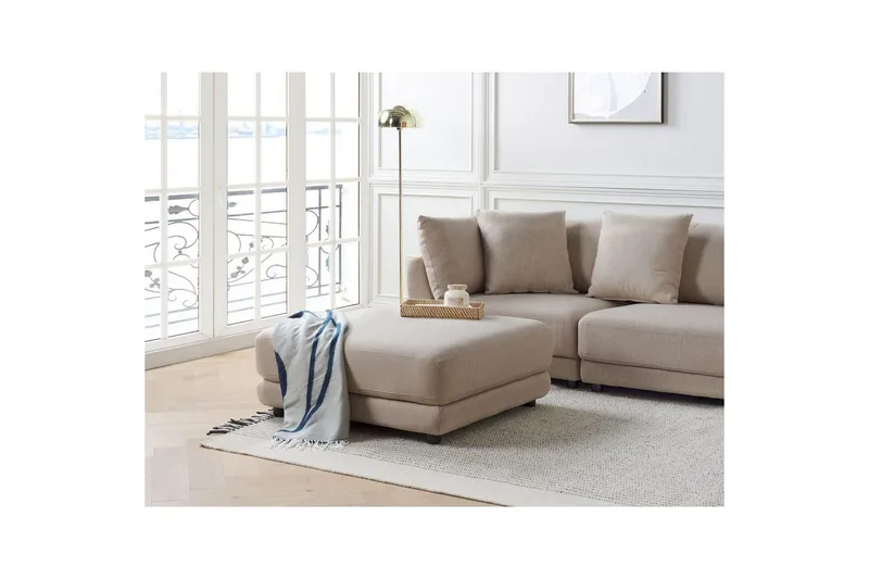 Fotpall Sigtuna Beige/svart - Beige/svart - Möbler - Fåtölj & stolar - Pall & puff - Fotpallar