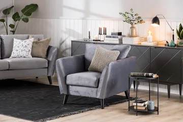 Trend Fotpall - Ljusgrå Sammet - Möbler - Fåtölj & stolar - Pall & puff - Fotpallar