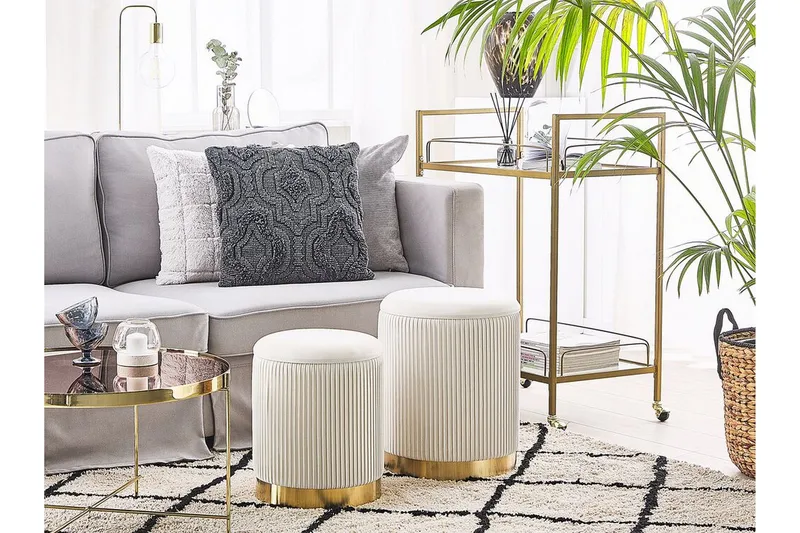 Trumelet Fotpall med Förvaring 2-pack - Vit - Möbler - Fåtölj & stolar - Pall & puff - Fotpallar