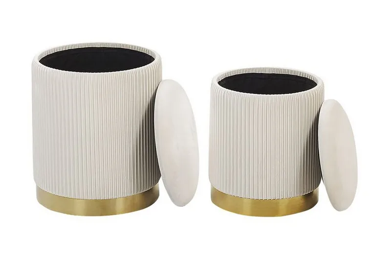 Trumelet Fotpall med Förvaring 2-pack - Vit - Möbler - Fåtölj & stolar - Pall & puff - Fotpallar