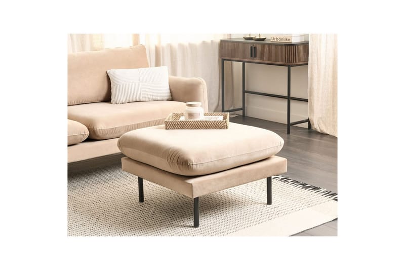 Fotpall Vinterbro Beige/svart, Sammet - Beige/svart, Sammet - Möbler - Fåtölj & stolar - Pall & puff - Fotpallar
