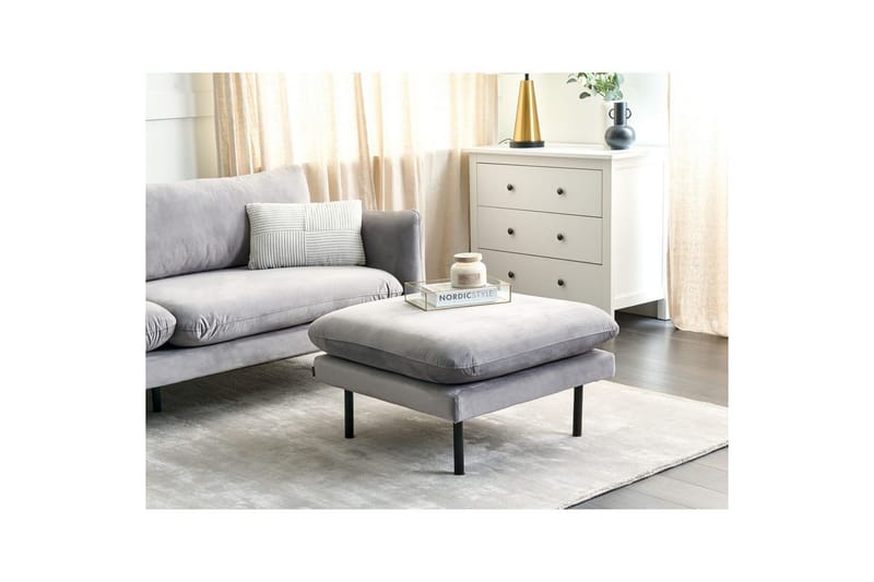 Fotpall Vinterbro Grå/svart, Sammet - Grå/svart, Sammet - Möbler - Fåtölj & stolar - Pall & puff - Fotpallar