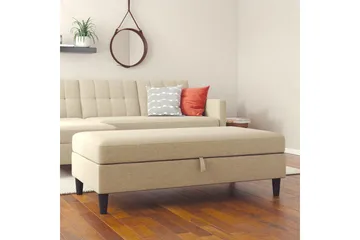 Fotpall/pall Hartford Brun, Linnetyg Utseende (100% Polyester - Brun, Linnetyg Utseende (100% Polyester - Möbler - Fåtölj & stolar - Pall & puff - Fotpallar