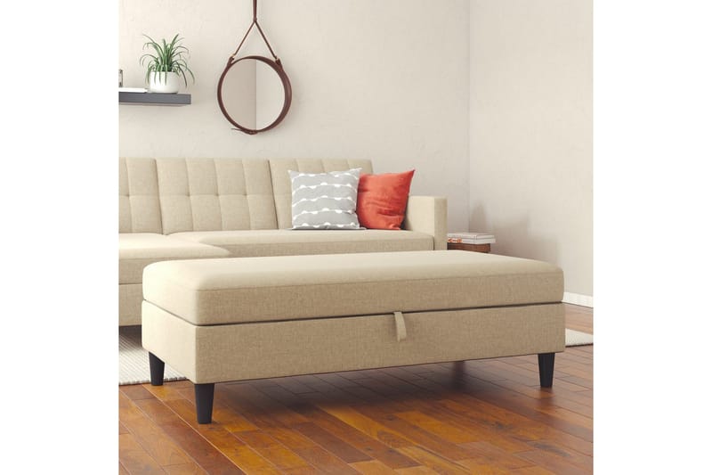 Fotpall/pall Hartford Brun, Linnetyg Utseende (100% Polyester - Brun, Linnetyg Utseende (100% Polyester - Möbler - Fåtölj & stolar - Pall & puff - Fotpallar