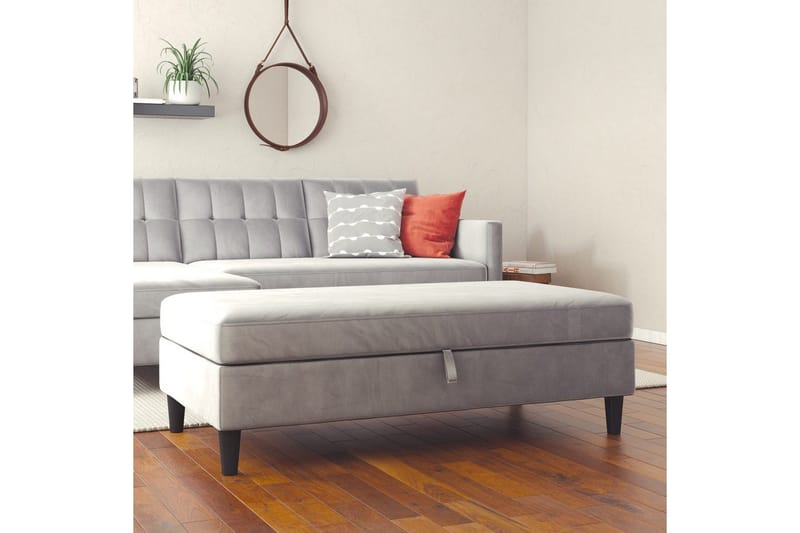 Fotpall/pall Hartford Grå, Sammet - Grå, Sammet - Möbler - Fåtölj & stolar - Pall & puff - Fotpallar