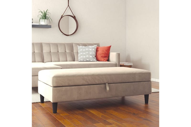 Fotpall/pall Hartford Taupe, Sammet - Taupe, Sammet - Möbler - Fåtölj & stolar - Pall & puff - Fotpallar