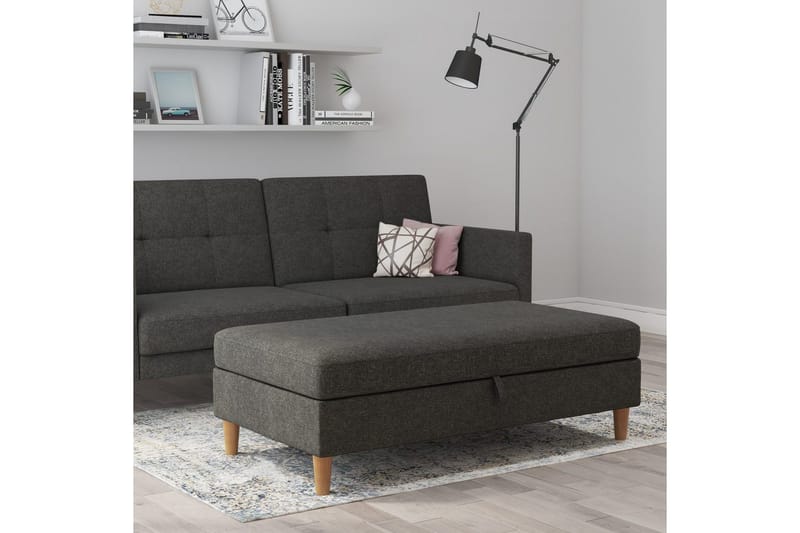 Fotpall/pall Lilly Antracit, Linne - Antracit, Linne - Möbler - Fåtölj & stolar - Pall & puff - Fotpallar