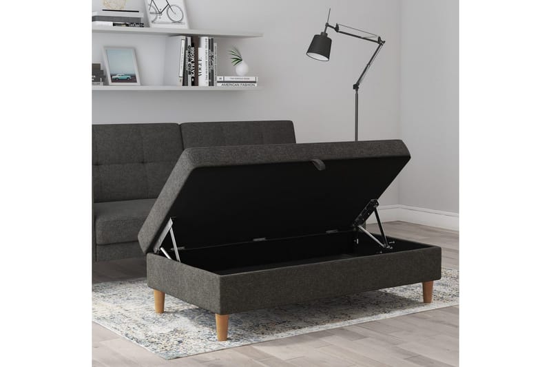 Fotpall/pall Lilly Antracit, Linne - Antracit, Linne - Möbler - Fåtölj & stolar - Pall & puff - Fotpallar