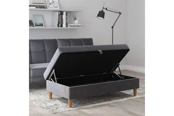 Fotpall/pall Lilly Antracit, Sammet/Trä/Plast - Antracit, Sammet/Trä/Plast - Möbler - Fåtölj & stolar - Pall & puff - Fotpallar