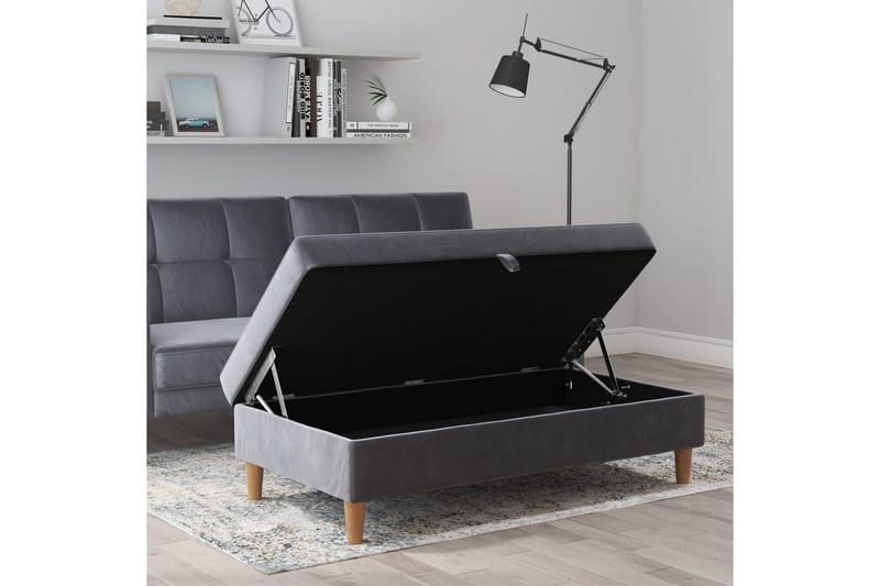 Fotpall/pall Lilly Antracit, Sammet/Trä/Plast - Antracit, Sammet/Trä/Plast - Möbler - Fåtölj & stolar - Pall & puff - Fotpallar