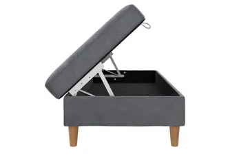 Fotpall/pall Lilly Antracit, Sammet/Trä/Plast - Antracit, Sammet/Trä/Plast - Möbler - Fåtölj & stolar - Pall & puff - Fotpallar