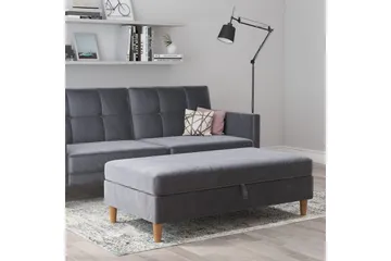 Fotpall/pall Lilly Antracit, Sammet/Trä/Plast - Antracit, Sammet/Trä/Plast - Möbler - Fåtölj & stolar - Pall & puff - Fotpallar