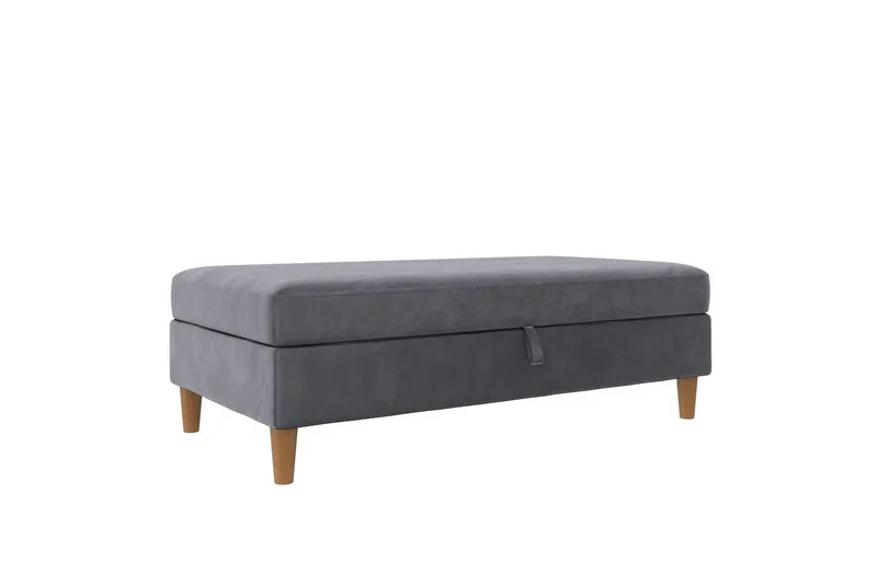 Fotpall/pall Lilly Antracit, Sammet/Trä/Plast, Antracit, Sammet/Trä/Plast