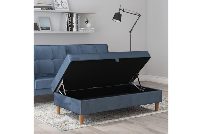 Fotpall/pall Lilly Blå, Sammet/Trä/Plast - Blå, Sammet/Trä/Plast - Möbler - Fåtölj & stolar - Pall & puff - Fotpallar