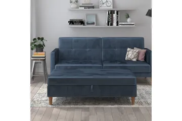 Fotpall/pall Lilly Blå, Sammet/Trä/Plast - Blå, Sammet/Trä/Plast - Möbler - Fåtölj & stolar - Pall & puff - Fotpallar