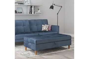 Fotpall/pall Lilly Blå, Sammet/Trä/Plast - Blå, Sammet/Trä/Plast - Möbler - Fåtölj & stolar - Pall & puff - Fotpallar