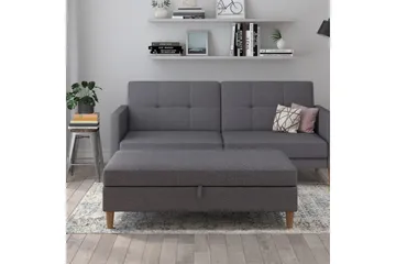 Fotpall/pall Lilly Ljusgrå, Linne - Ljusgrå, Linne - Möbler - Fåtölj & stolar - Pall & puff - Fotpallar