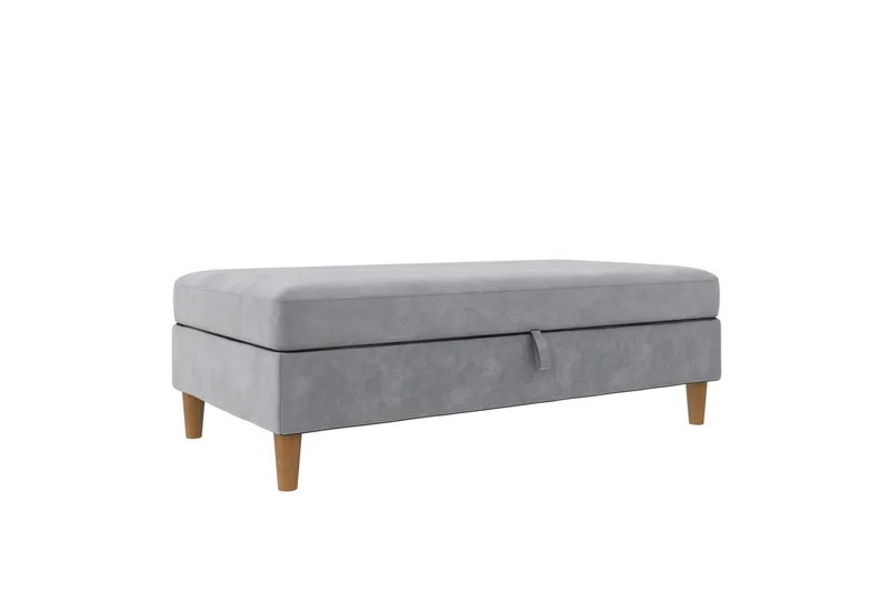 Fotpall/pall Lilly Ljusgrå, Sammet/Trä/Plast, Ljusgrå, Sammet/Trä/Plast