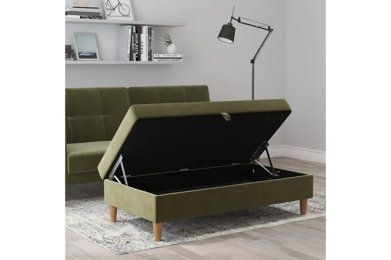 Fotpall/pall Lilly Olivgrön, Sammet/Trä/Plast - Olivgrön, Sammet/Trä/Plast - Möbler - Fåtölj & stolar - Pall & puff - Fotpallar