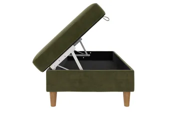 Fotpall/pall Lilly Olivgrön, Sammet/Trä/Plast - Olivgrön, Sammet/Trä/Plast - Möbler - Fåtölj & stolar - Pall & puff - Fotpallar