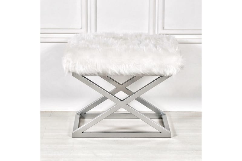 Gillie Sittpuff 40 cm - Silver/Vit - Möbler - Fåtölj & stolar - Pall & puff - Sittpuff