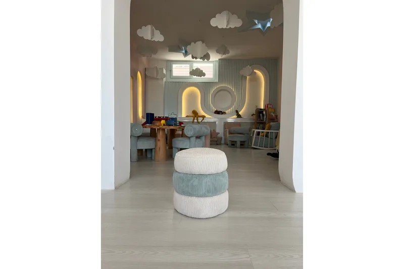 Gisele Sittpuff 36 cm, Blå/Vit