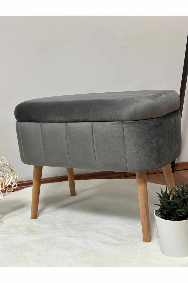 Heba Sittpuff med förvaring 60 cm - Antracit - Möbler - Fåtölj & stolar - Pall & puff - Sittpuff