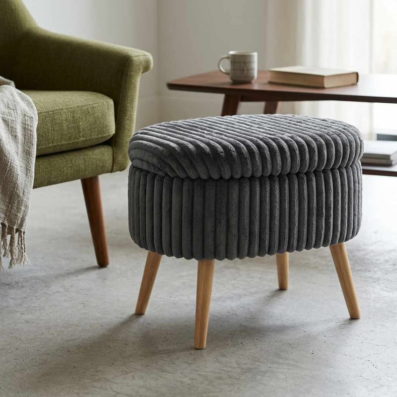 Heba Sittpuff med förvaring 60 cm - Antracit - Möbler - Fåtölj & stolar - Pall & puff - Sittpuff