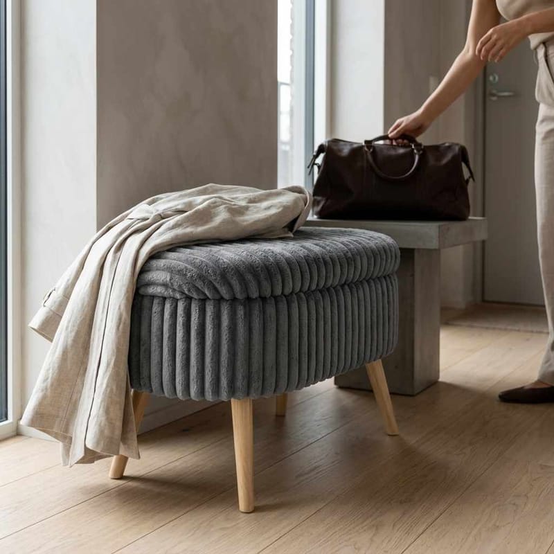 Heba Sittpuff med förvaring 60 cm - Antracit - Möbler - Fåtölj & stolar - Pall & puff - Sittpuff