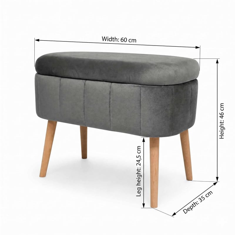 Heba Sittpuff med förvaring 60 cm - Antracit - Möbler - Fåtölj & stolar - Pall & puff - Sittpuff