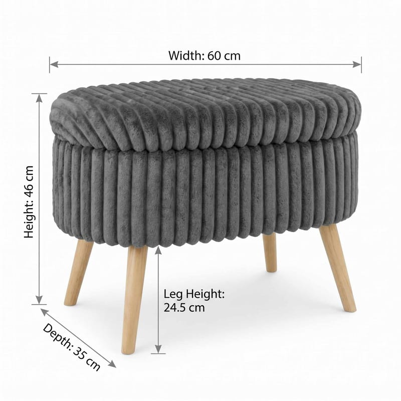 Heba Sittpuff med förvaring 60 cm - Antracit - Möbler - Fåtölj & stolar - Pall & puff - Sittpuff