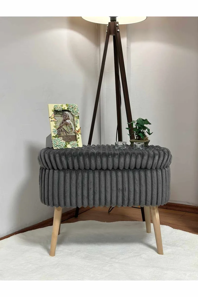 Heba Sittpuff med förvaring 60 cm - Antracit - Möbler - Fåtölj & stolar - Pall & puff - Sittpuff