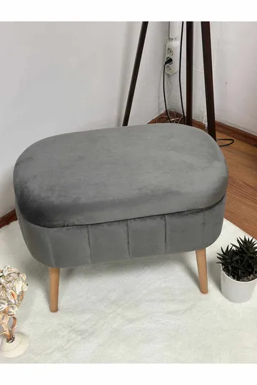 Heba Sittpuff med förvaring 60 cm - Antracit - Möbler - Fåtölj & stolar - Pall & puff - Sittpuff